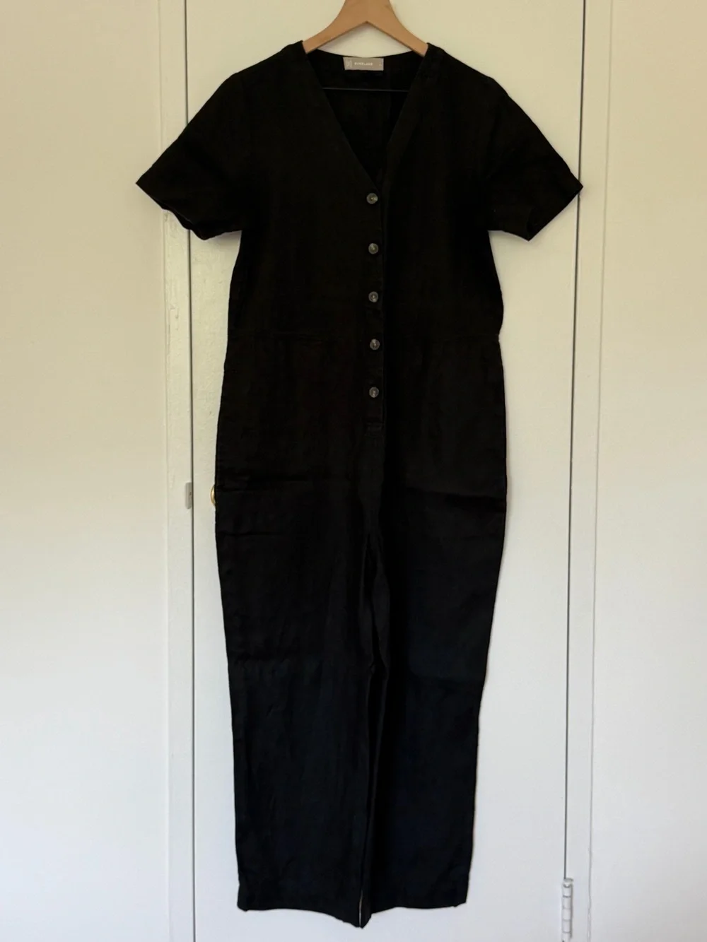 Everlane Black Linen Jumpsuit 6